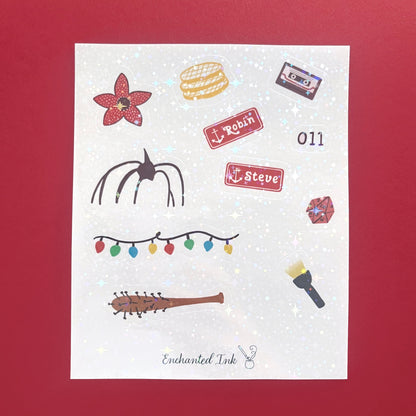 Retro 80s mystery holographic sticker sheet for journals and planners