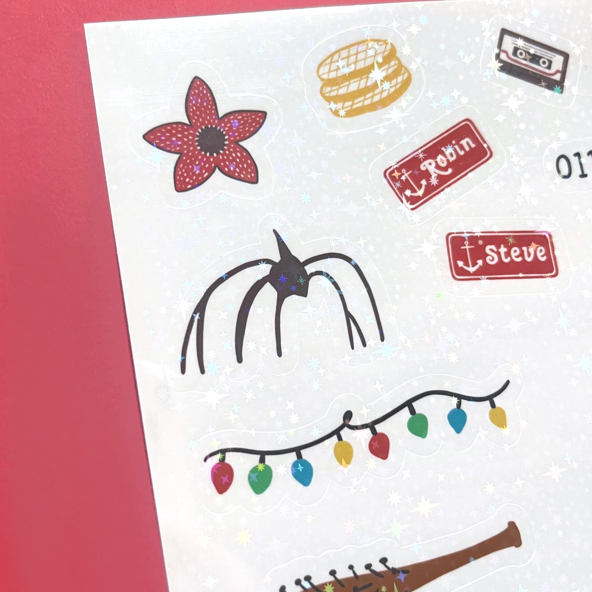 Retro sci fi inspired sticker sheet for scrapbooking and stationery