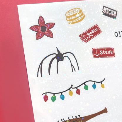 Retro sci fi inspired sticker sheet for scrapbooking and stationery