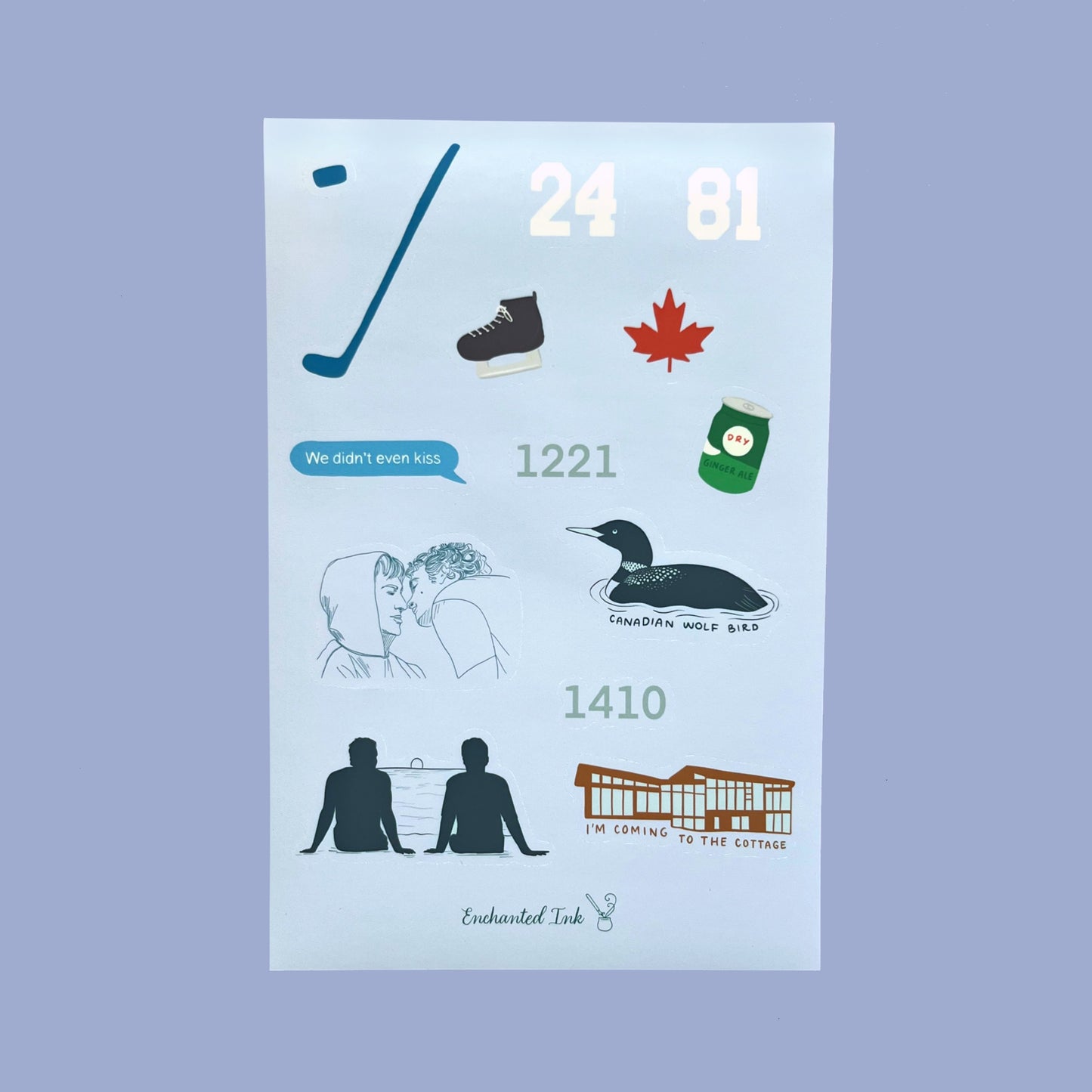 Hockey rivalry romance vinyl sticker sheet for book lovers