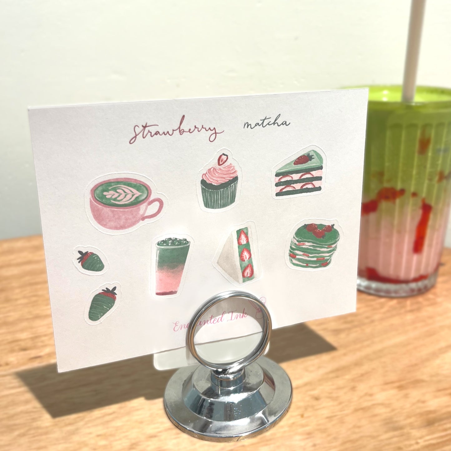 Cozy food sticker sheet styled with cafe items