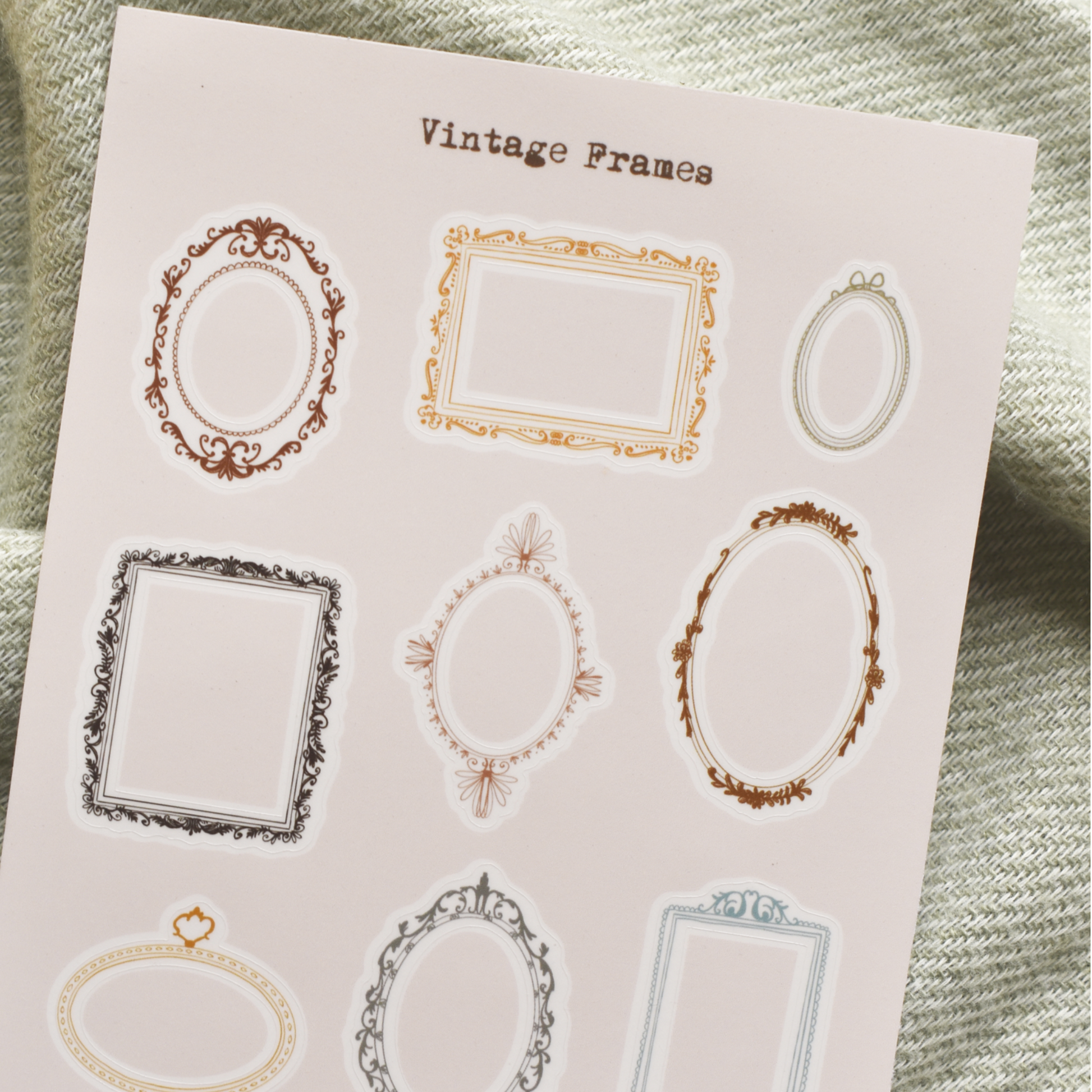 Clear vintage frame stickers with ornate antique-style borders