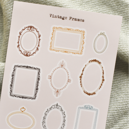 Clear vintage frame stickers with ornate antique-style borders