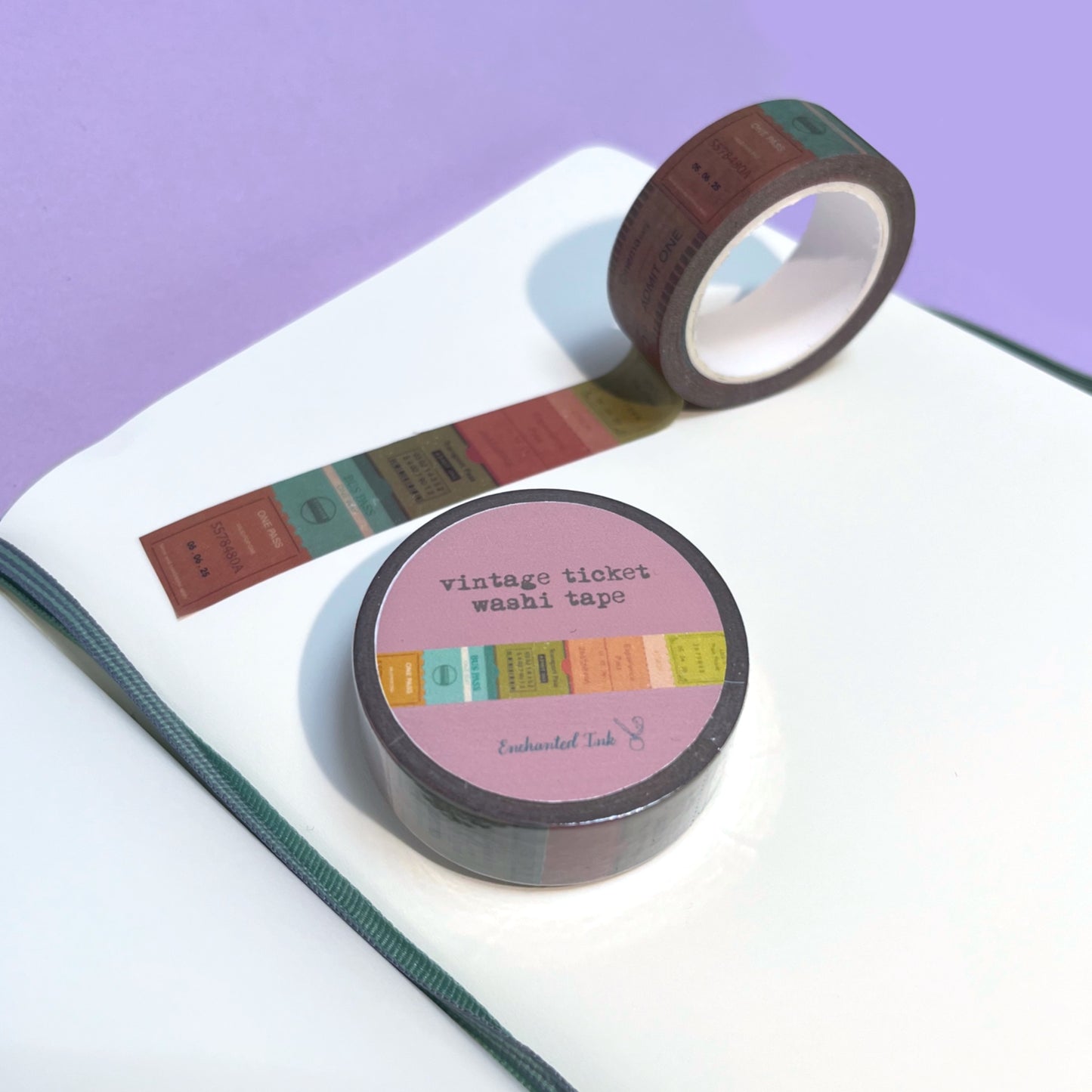 Vintage ticket washi tape with retro aesthetic