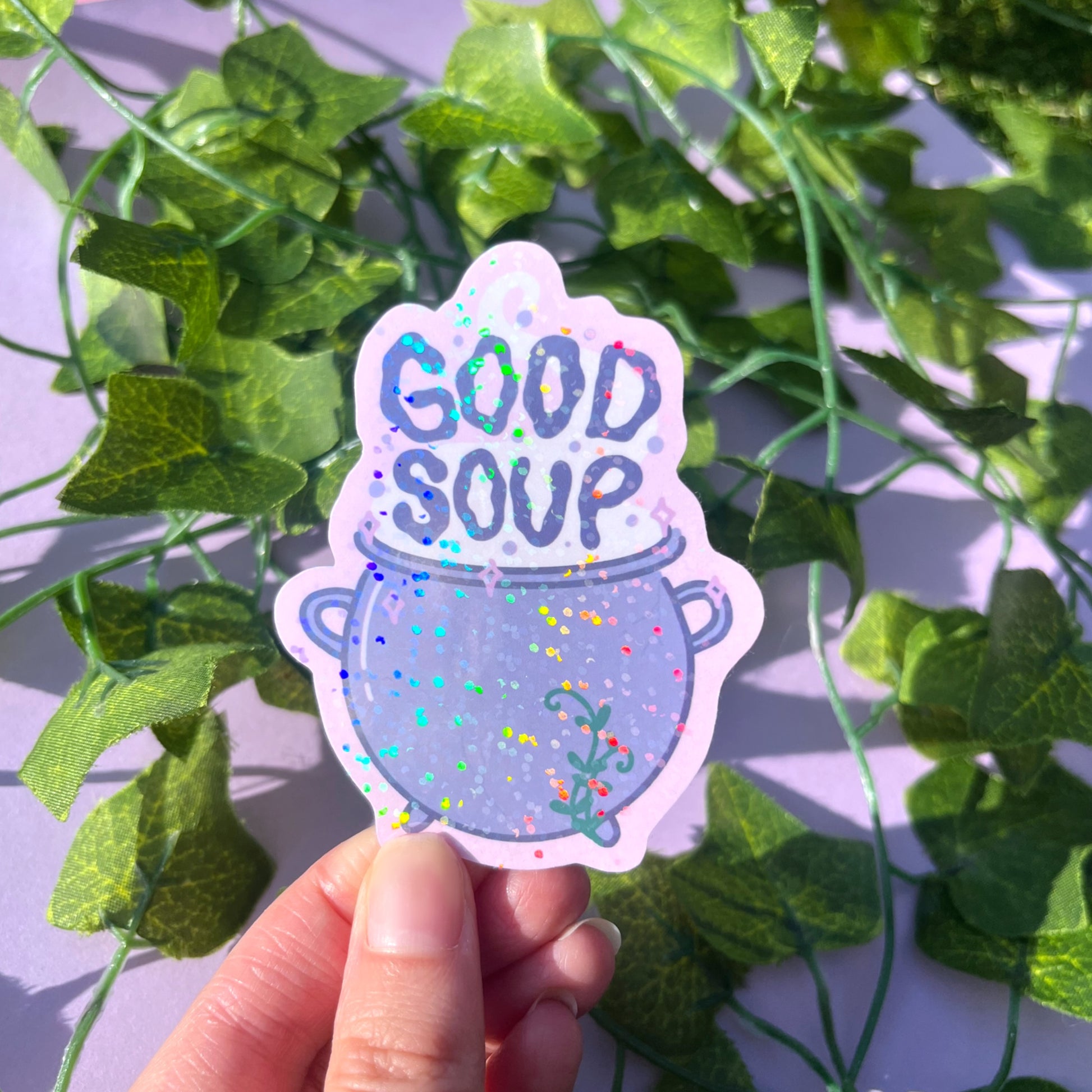 Witchy vinyl sticker with bubbling potion design
